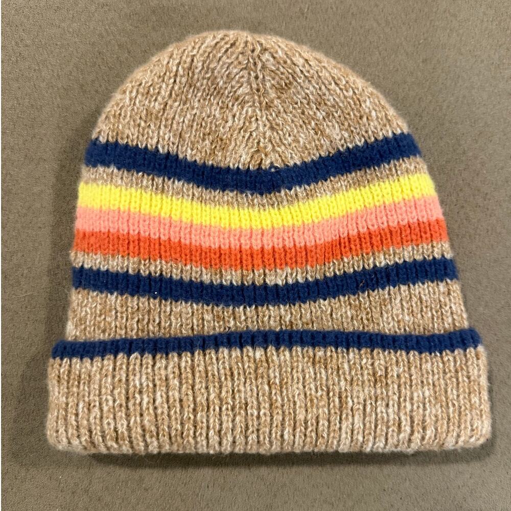 Stripe Knit Beanie Winter Hat Boys Kids Youth One Size Fleece Lined